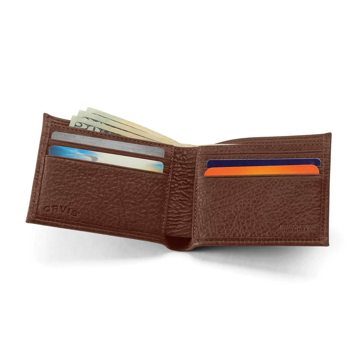 American Bison Thinfold Leather Wallet - Orvis New