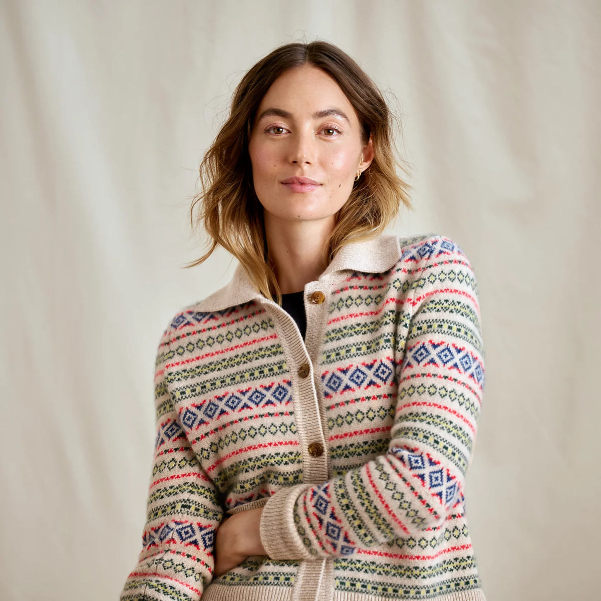 Fair Isle Patterned Brushed Cashmere Cardigan - Orvis Recommended